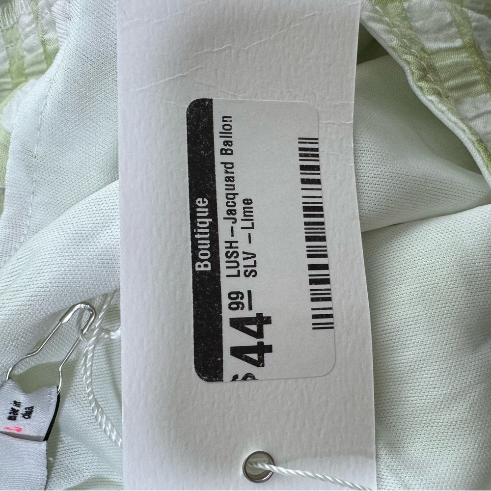 Lush Gingham Plaid Green Spring Dress Easter Jacquard Balloon Sleeve Large Lime - Picture 9 of 9